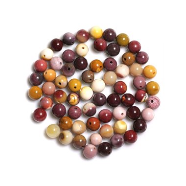 Fil 39cm 85pc env - Perles Pierre - Jaspe Mokaite Boules 4mm Multicolore Rouge Violet Rose Jaune Blanc