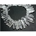 Fil 39cm 82pc env - Perles Pierre - Cristal Roche Quartz Pointes Batonnets Facettés 10-30mm