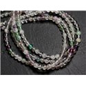 Fil 39cm 175pc env - Perles Pierre - Fluorite Boules 2mm blanc bleu vert violet