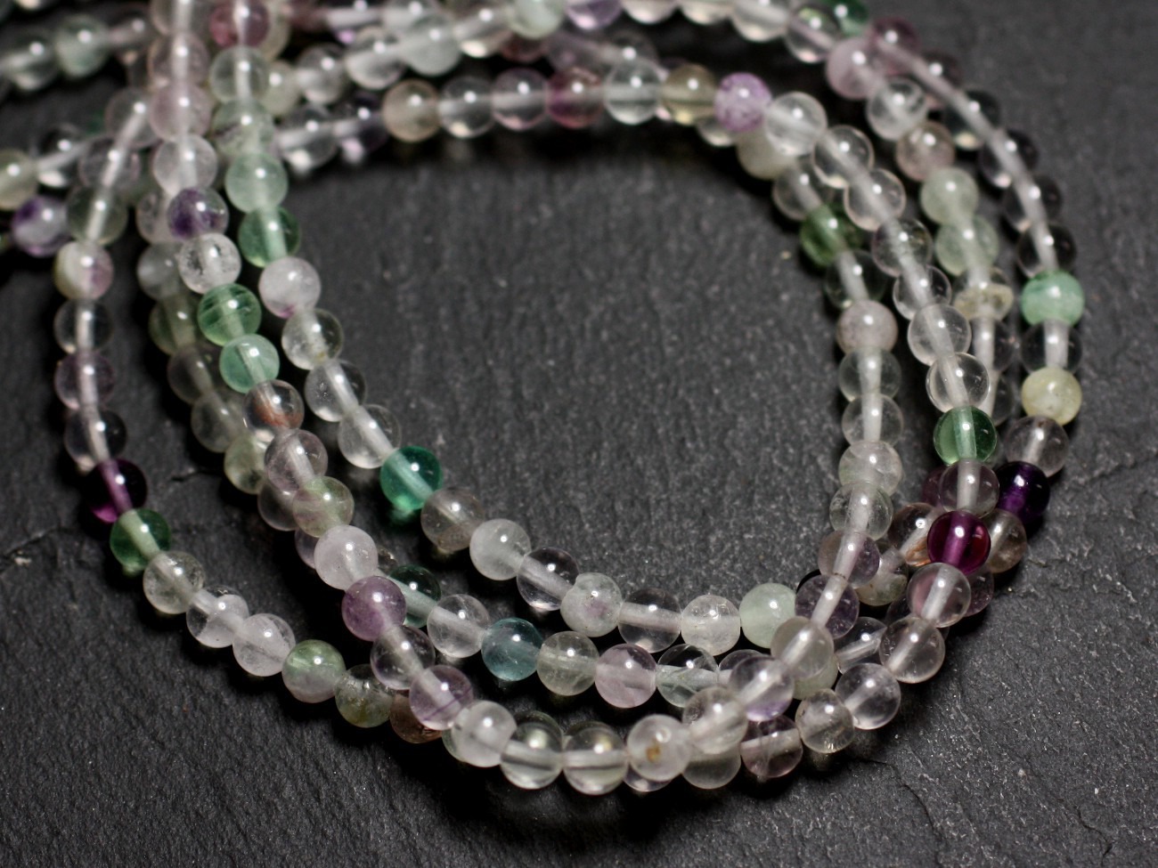 30pc - Perles de Pierre - Fluorite Multicolore Boules 4mm - 8741140005150 