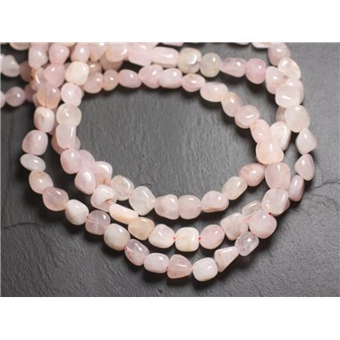 Fil 39cm 49pc env - Perles Pierre - Quartz Rose Nuggets 5-10mm