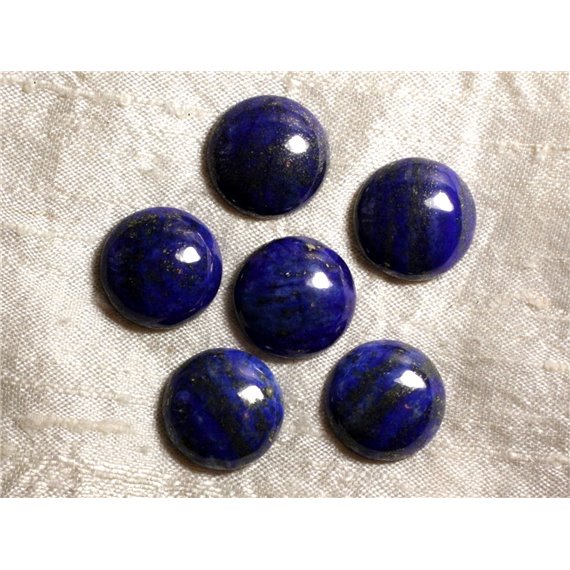 1pc - Cabochon Pierre - Lapis Lazuli Rond 12mm Bleu nuit Doré - 7427039734677