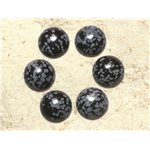 1pc - Cabochon Pierre - Obsidienne Flocon de Neige Mouchetée Rond 14mm Gris Noir - 7427039734707