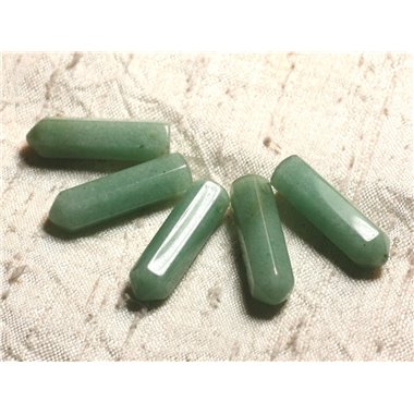 1pc - Perle Pendentif Pierre - Aventurine Verte Pointe 30x8mm Percage 2mm - 7427039734745