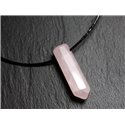 Collier Pendentif Pierre - Quartz Rose Pointe Facettée 30mm Rose clair