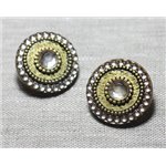 Boucles d'Oreilles Clips Résine CCB Ronds Strass 28mm - Ethnique Vintage designer francais - 8741140026520