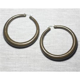 Boucles d'Oreilles Résine CCB Marron anneaux créoles cercles 65mm - Ethnique Vintage designer francais - 8741140026360