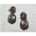 Boucles d'Oreilles Résine CCB Marron Bronze pendantes cercles étoiles 20mm - Ethnique Vintage designer francais - 8741140026308