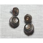 Boucles d'Oreilles Résine CCB Marron Bronze pendantes cercles étoiles 20mm - Ethnique Vintage designer francais - 8741140026308