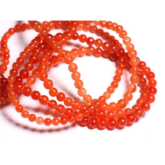 Fil 39cm 62pc env - Perles de Pierre - Jade Boules 6mm Orange 