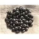 Fil 39cm 110pc env - Perles Pierre - Hematite Rondelles 8x3mm Gris Noir Mat Sablé Givré