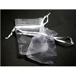 10pc - Sacs Sachets Pochettes Cadeaux Bijoux - Tissu Voile Organza Blanc 10x8cm - 7427039734905