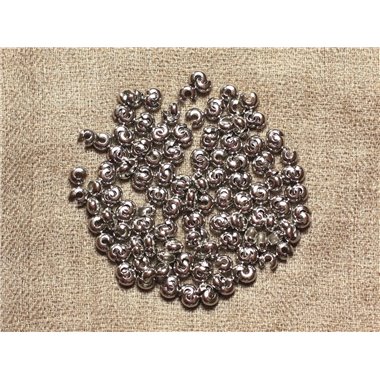 30pc - Cache Perles à écraser Métal Argenté Rhodium 4mm  4558550034748