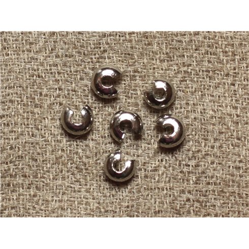 30pc - Cache Perles à écraser Métal Argenté Rhodium 4mm 4558550034748