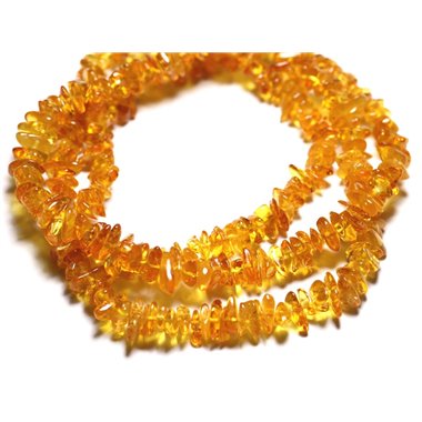 Fil 40cm 130pc env - Perles de Pierre Ambre naturelle Rocailles Chips 5-9mm Orange