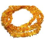 Fil 40cm 130pc env - Perles de Pierre Ambre naturelle Rocailles Chips 5-9mm Orange