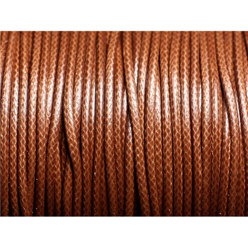 5 mètres - Cordon coton ciré enduit Rond 2mm Marron - 4558550088314 