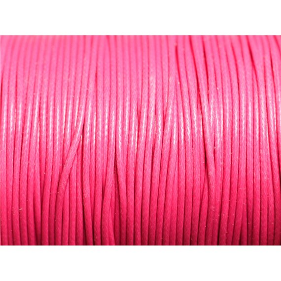 Bobine 90 metres env - Fil corde cordon coton ciré 2mm Rose bonbon fluo