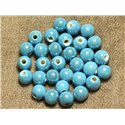 10pc - Perles Ceramique Porcelaine Boules 6mm Bleu Ciel Azur Turquoise irisé - 7427039735339