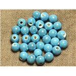 10pc - Perles Ceramique Porcelaine Boules 6mm Bleu Ciel Azur Turquoise irisé - 7427039735339