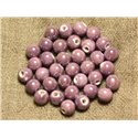 10pc - Perles Ceramique Porcelaine Boules 6mm Violet Mauve Vieux Rose irisé - 7427039735353