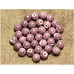 10pc - Perles Ceramique Porcelaine Boules 6mm Violet Mauve Vieux Rose irisé - 7427039735353