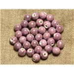 100pc - Perles Ceramique Porcelaine Boules 6mm Violet Mauve Vieux Rose irisé