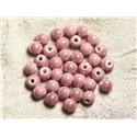 10pc - Perles Ceramique Porcelaine Boules 6mm Rose clair poudre dragée pastel irisé - 7427039735377