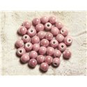 100pc - Perles Ceramique Porcelaine Boules 6mm Rose clair poudre dragée pastel irisé