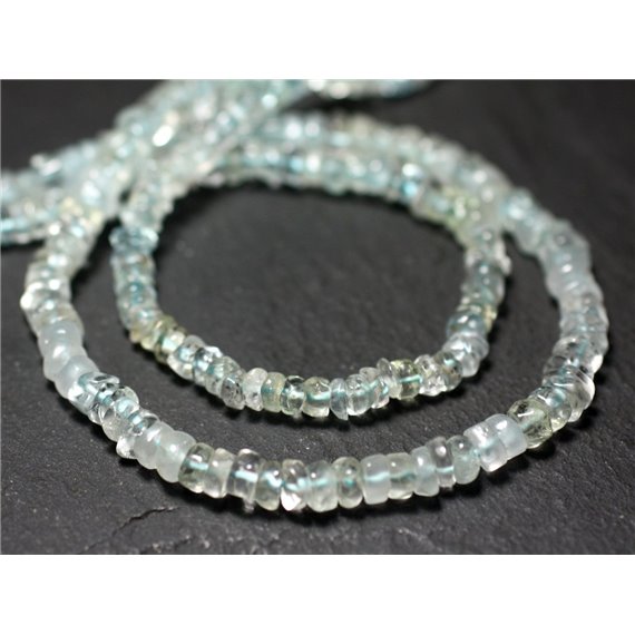 Fil 33cm 100pc env - Perles Pierre - Aigue Marine Rondelles Heishi 6-7mm Bleu clair