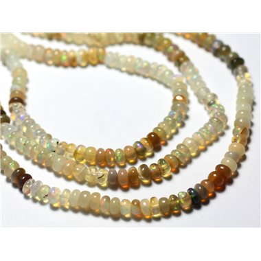 10pc - Perles Pierre - Opale Ethiopie multicolore - Rondelles 3-4mm - 7427039735476