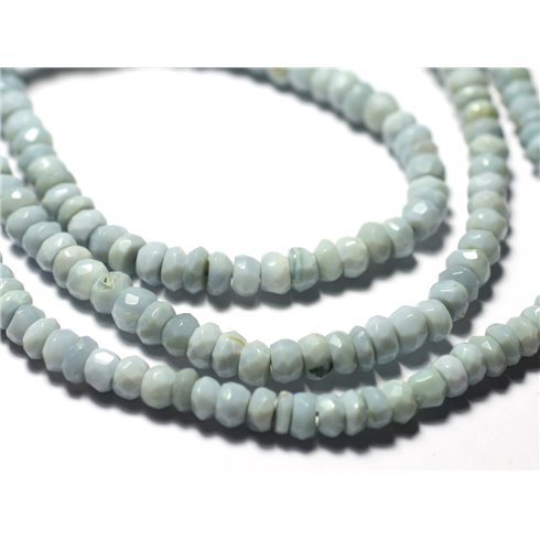 Fil 33cm 100pc env - Perles Pierre - Opale Bleue Rondelles Facettées 5-6mm bleu clair pastel