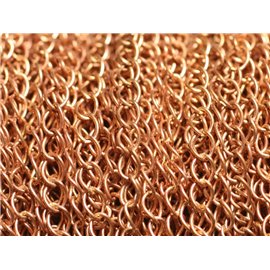 2 metres - Appret Chaine Métal Maillons ovales torsadés 5x4mm Rose Cuivre - 7427039735674