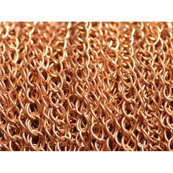 Bobine 100 mètres environ - Appret Chaine Métal Maillons ovales torsadés 5x4mm Cuivre Rose - 7427039735681