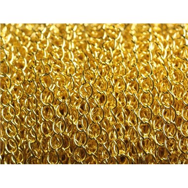 Bobine 100 mètres environ - Appret Chaine Métal Maillons ovales torsadés 5x4mm Jaune Or Doré - 7427039735704