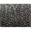 Bobine 100 mètres environ - Appret Chaine Métal Maillons ovales torsadés 5x4mm Argent Gris Noir - 7427039735728