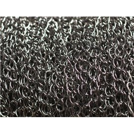 Bobine 100 mètres environ - Appret Chaine Métal Maillons ovales torsadés 5x4mm Argent Gris Noir - 7427039735728