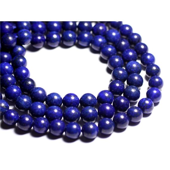 Fil 39cm 46pc env - Perles Pierre - Lapis Lazuli Boules 8mm qualité B bleu nuit