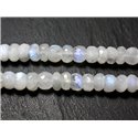 5pc - Perles Pierre de Lune Blanche Arc en Ciel - Rondelles Facettées 7-8mm Blanc bleu - 7427039735964