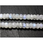 5pc - Perles Pierre de Lune Blanche Arc en Ciel - Rondelles Facettées 7-8mm Blanc bleu - 7427039735964