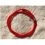 1pc - Collier Tour de cou 46cm Tissu Satin Soie Rond 3mm Rouge Vif - 7427039736008