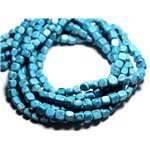 Fil 39cm 48pc env - Perles Pierre Turquoise synthese Nuggets Cubes Rectangles 7-8mm Bleu turquoise azur