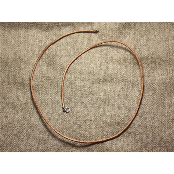 1pc - Collier Tour de cou 47cm Argent 925 Cuir Rond 2mm Beige - 7427039736213