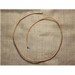 1pc - Collier Tour de cou 47cm Argent 925 Cuir Rond 2mm Beige - 7427039736213