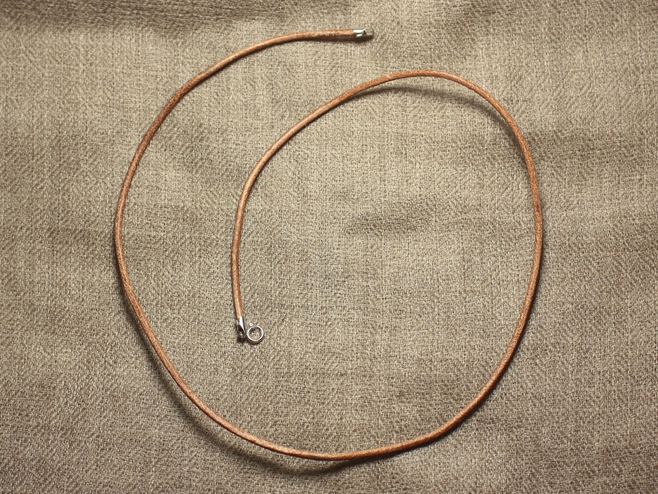 1pc - Collier Tour de cou 47cm Argent 925 Cuir Rond 2mm Beige - 7427039736213
