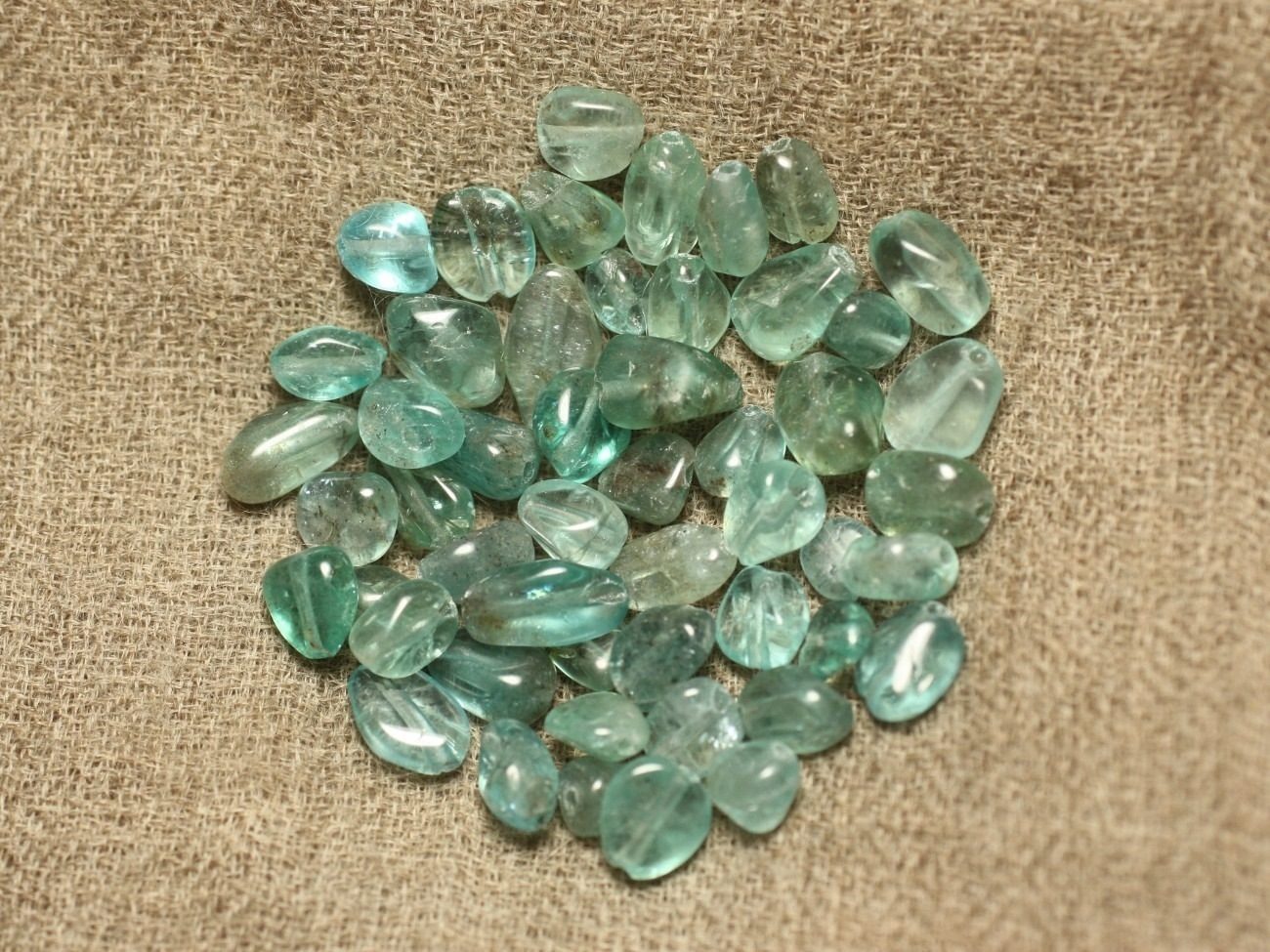 Fil 39cm 50pc environ - Perles Pierre - Apatite Olives Ovales Nuggets 4-10mm bleu vert turquoise