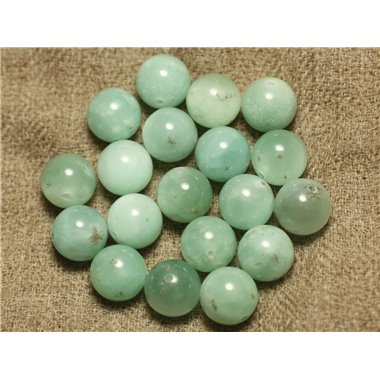 Fil 39cm 37pc environ - Perles Pierre - Quartz naturel bleu vert turquoise Boules 10mm