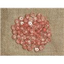 Fil 39cm 70pc environ - Perles Pierre - Quartz Cerise Rondelles 8x5mm Rose corail peche transparent