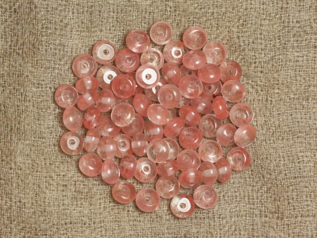 20pc - Perles de Pierre - Quartz Cerise Rondelles 6x4mm   4558550024435