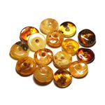 Collier Pendentif Pierre Ambre naturelle baltique Rond Cercle Donut Pi 15-20mm Orange Cognac transparent